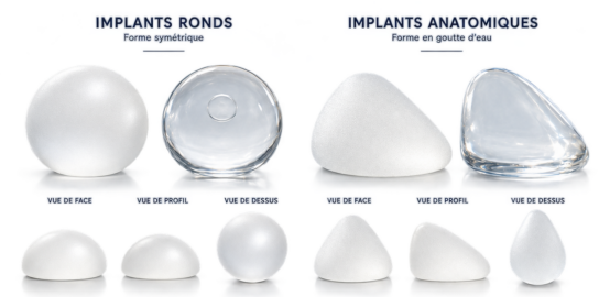 Types d'implants mammaires Claris Clinic