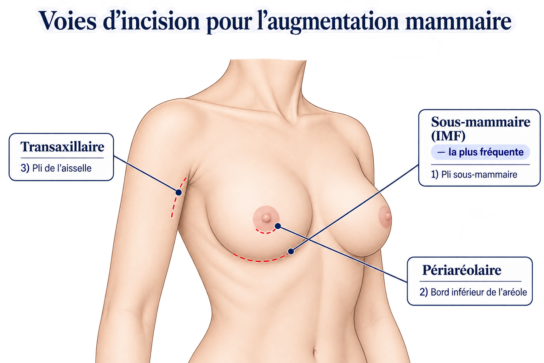 Incisions augmentation mammaire